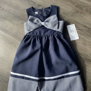 Bonnie Jean Navy and White Striped Casual Dress